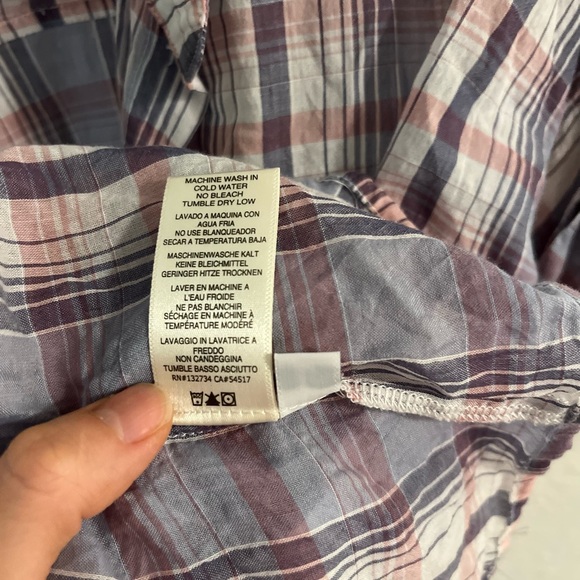 Anthropologie Cloth & Stone Liya Tie Front Plaid Top Sz L - Picture 7 of 8